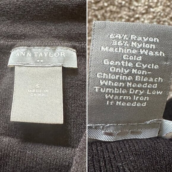 Ann Taylor Factory Black Knit Short Sleeve Shirt Women's Size Small Office Work - Picture 13 of 14